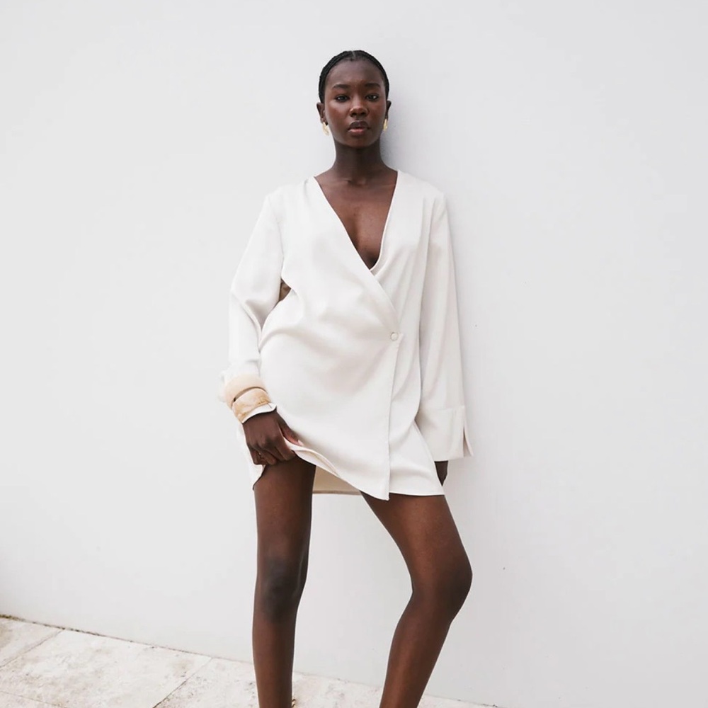 Sabo Skirt Cream Wrap-Style Mini Dress